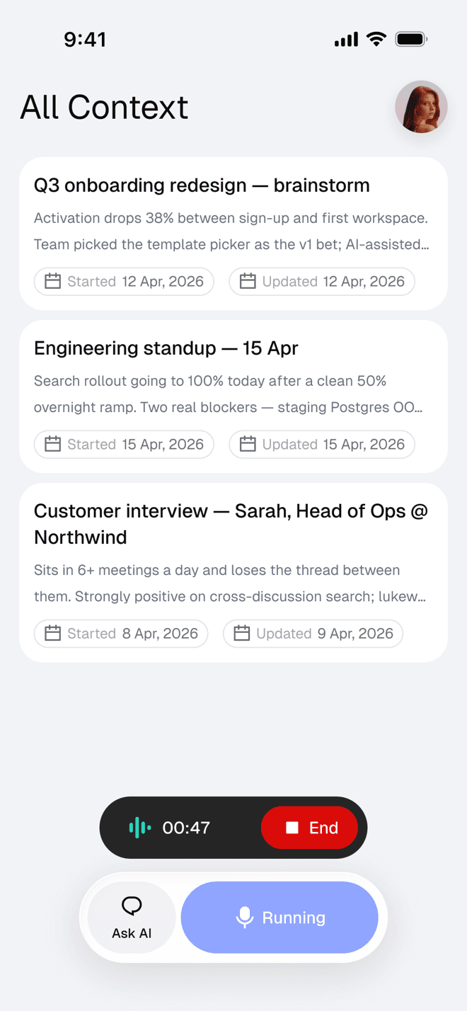 Trace mobile app screen