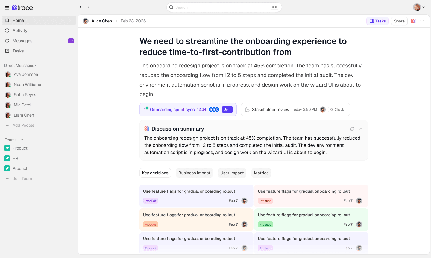 Trace app screenshot